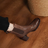 Retro-Stiefeletten mit runder Zehenpartie und Plateausohle